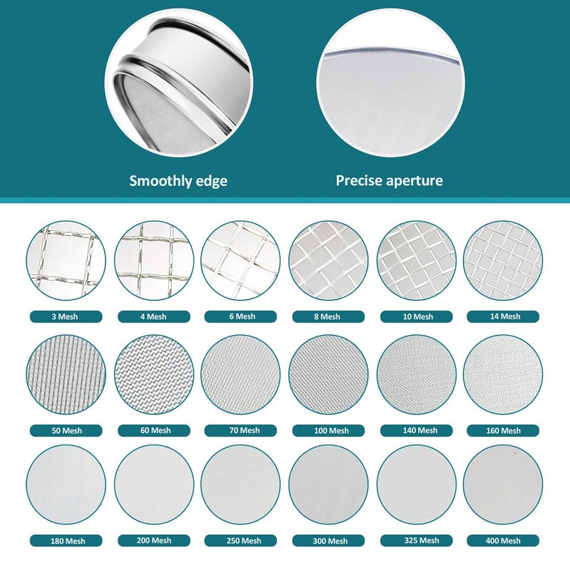 LVDALAB 304 Stainless Steel Lab Sieve Screen Mesh, 120 Mesh (0.125mm) Aperture Test Sieve, 12Inch(30cm) Diameter Economy Standard Analysis Sample Test Sieves for Industrial Laboratory Homes - Image 3